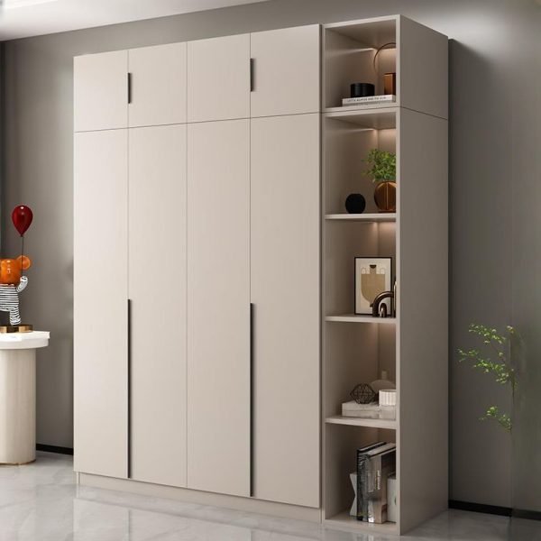 "White Lumber Children's Wardrobe with Shelf, Clothing Rod, and Door"