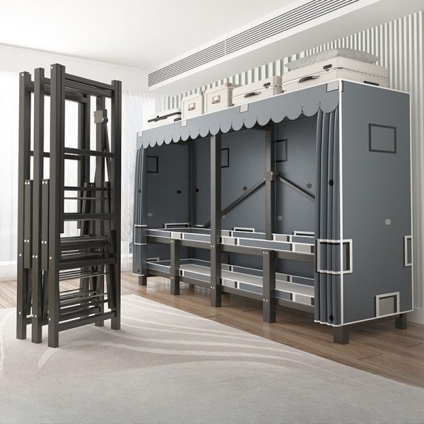 "Durable Steel Children's Wardrobe with Shelf and Removable Clothing Rod"