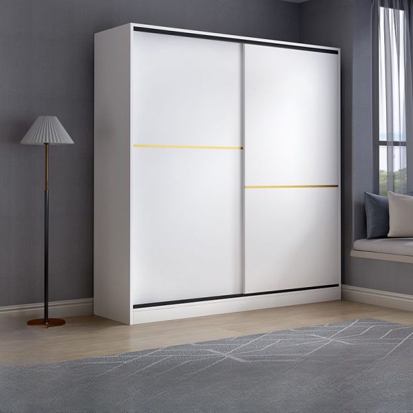 "Elegant White Composite Wood Children's Wardrobe with Shelf, Clothing Rod, and Door"