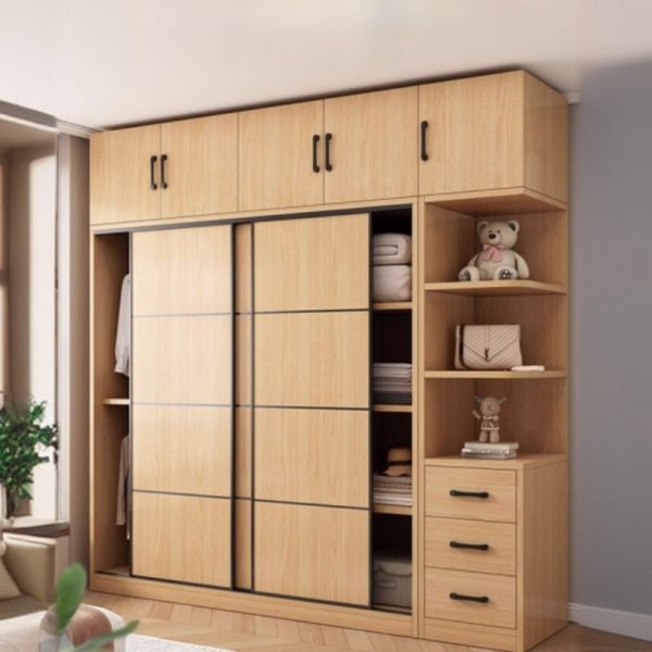 "Cocoa Lumber Children's Wardrobe with Shelf, Clothing Rod, and Door"