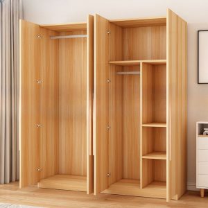 "Composite Wood Children's Wardrobe with Shelf, Clothing Rod, and Door"